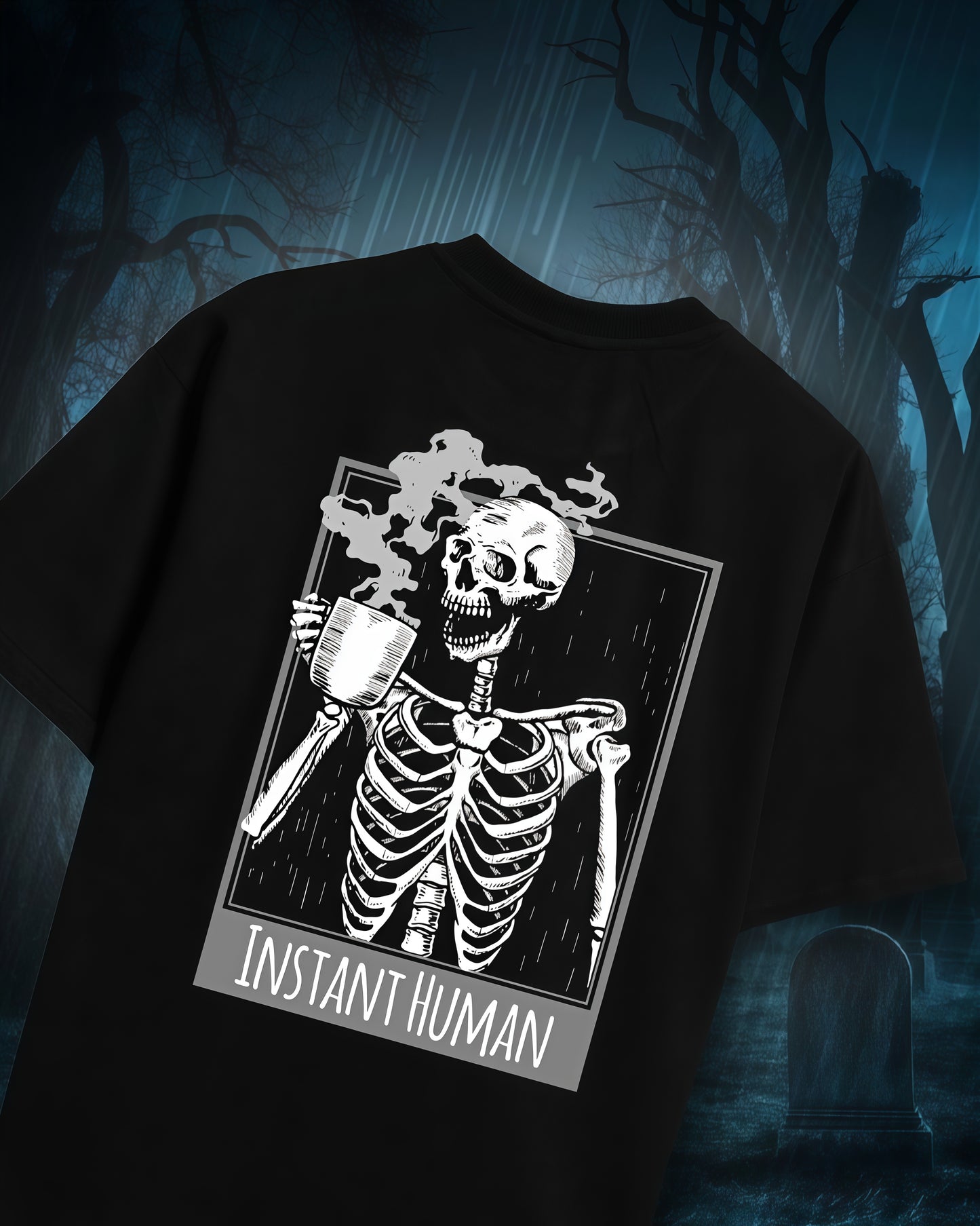 Graveyard Brew – Skeleton with Coffee Tee