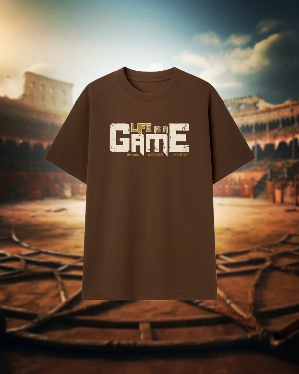 Life is a Game Oversized Tee – Brown
