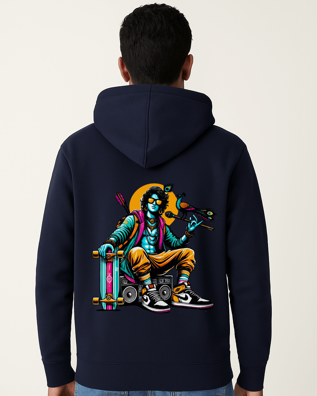 Modern Krishna Hoodie Navy Blue